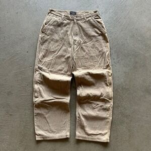 Vintage Wear First Corduroy Double Knee Pants Size 34x30 Tan Utility Wide Wale